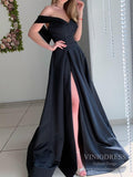 Prom Dress 2025 Cheap Light Blue Satin Prom Dresses with Pockets FD2541-unique prom dresses-Black-Custom Size-Viniodress