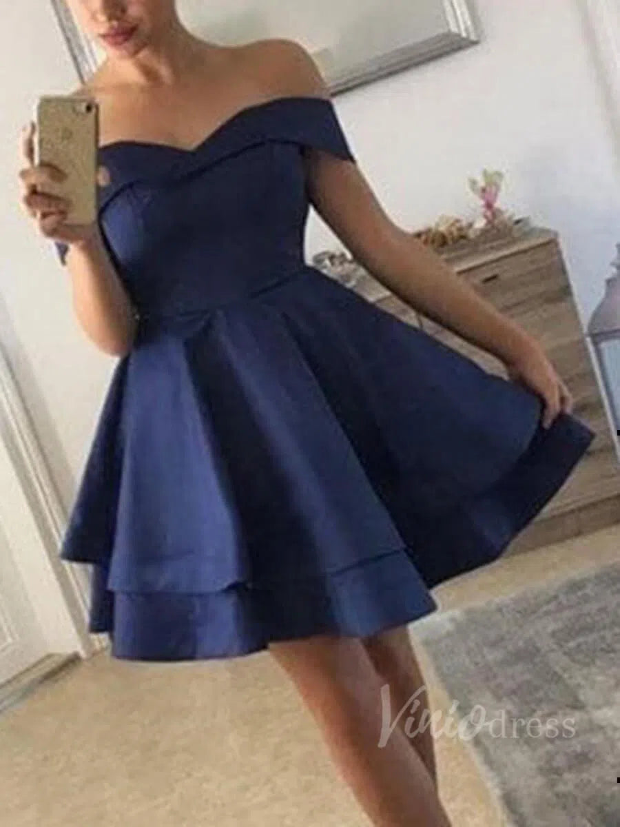 Short Prom Dresses 2025 Cheap Simple Maroon Homecoming Dresses Cocktail Party Dress SD1107-homecoming dresses-Viniodress-Navy Blue-Custom Size-Viniodress