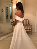 Cheap Simple Wedding Dresses Off the Shoulder Satin Bridal Gowns VW1343-wedding dresses-Viniodress-Viniodress