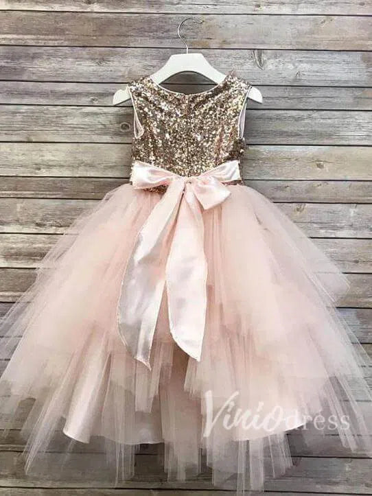 Gold and pink flower girl dress hotsell