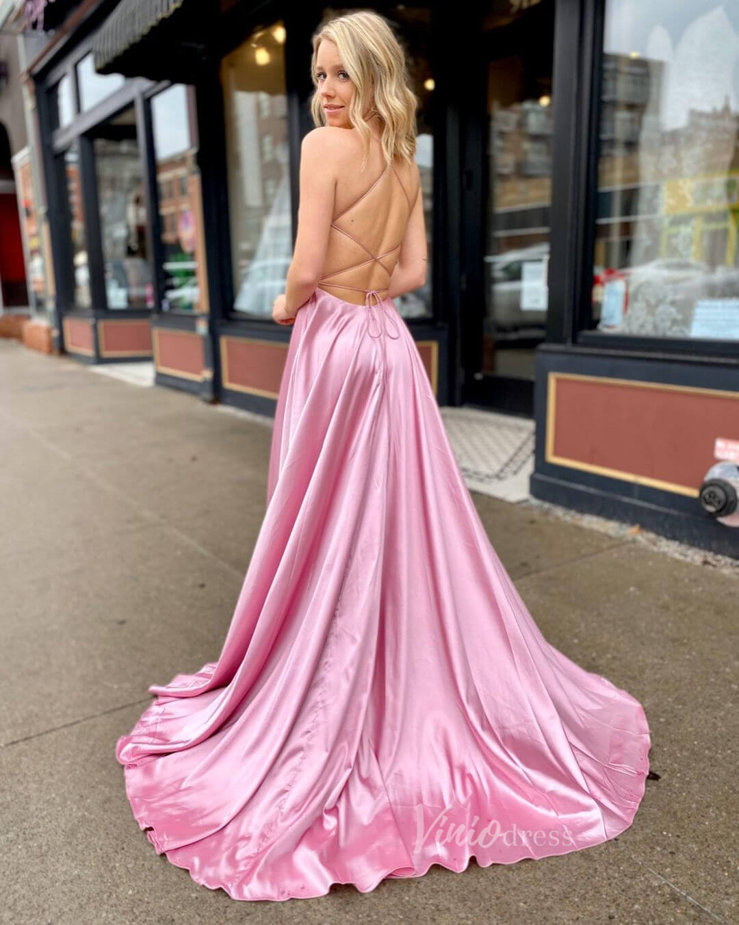 Chic A-line Satin Prom Dress Simple Formal Dress with Pockets FD1822B – Viniodress Chic A-line Satin Prom Dress Simple Formal Dress with Pockets FD1822B – Viniodress