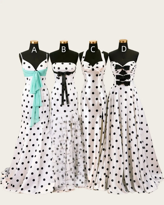 Chic Polka Dot Prom Dresses with Satin Fabric, Statement Bows and Vintage-Inspired Silhouettes – AS088-Prom Dresses 2026-Viniodress-A-Black-Custom Size – Add Measurements in Cart