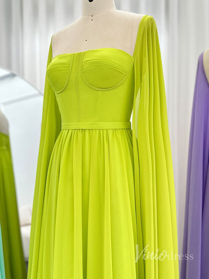 Chiffon Sheath Extra Long Sleeve Prom Dresses Mother of the Bride Dress AD1184-prom dresses 2025 -Viniodress-As Picture-US 2-