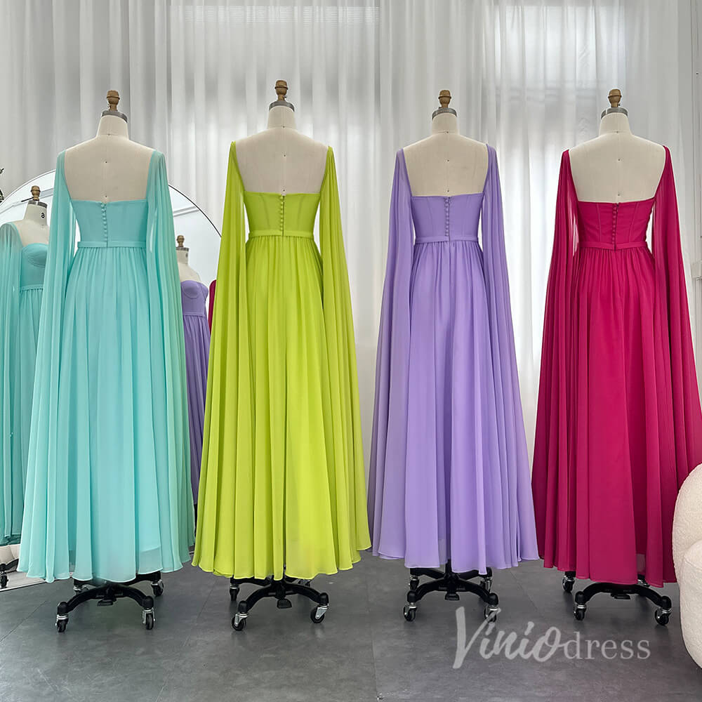 Chiffon Sheath Extra Long Sleeve Prom Dresses Mother of the Bride Dress AD1184-prom dresses 2025 -Viniodress-As Picture-US 2-