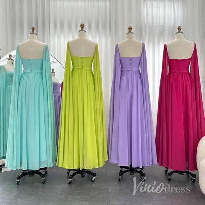 Chiffon Sheath Extra Long Sleeve Prom Dresses Mother of the Bride Dress AD1184-prom dresses 2025 -Viniodress-As Picture-US 2-