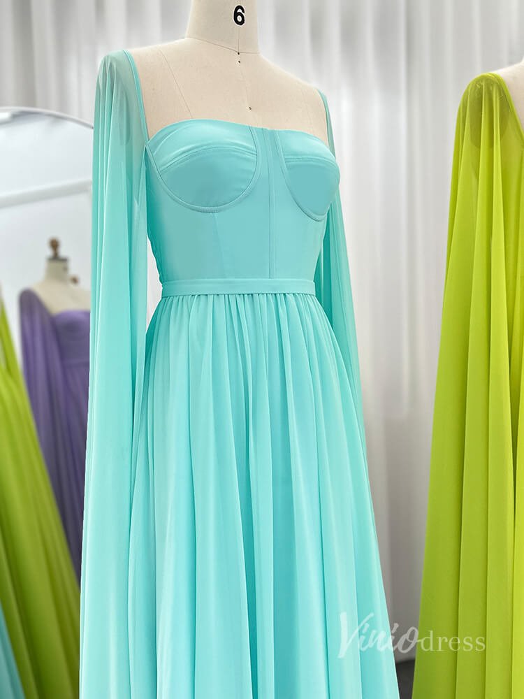 Chiffon Sheath Extra Long Sleeve Prom Dresses Mother of the Bride Dress AD1184-prom dresses 2025 -Viniodress-As Picture-US 2-