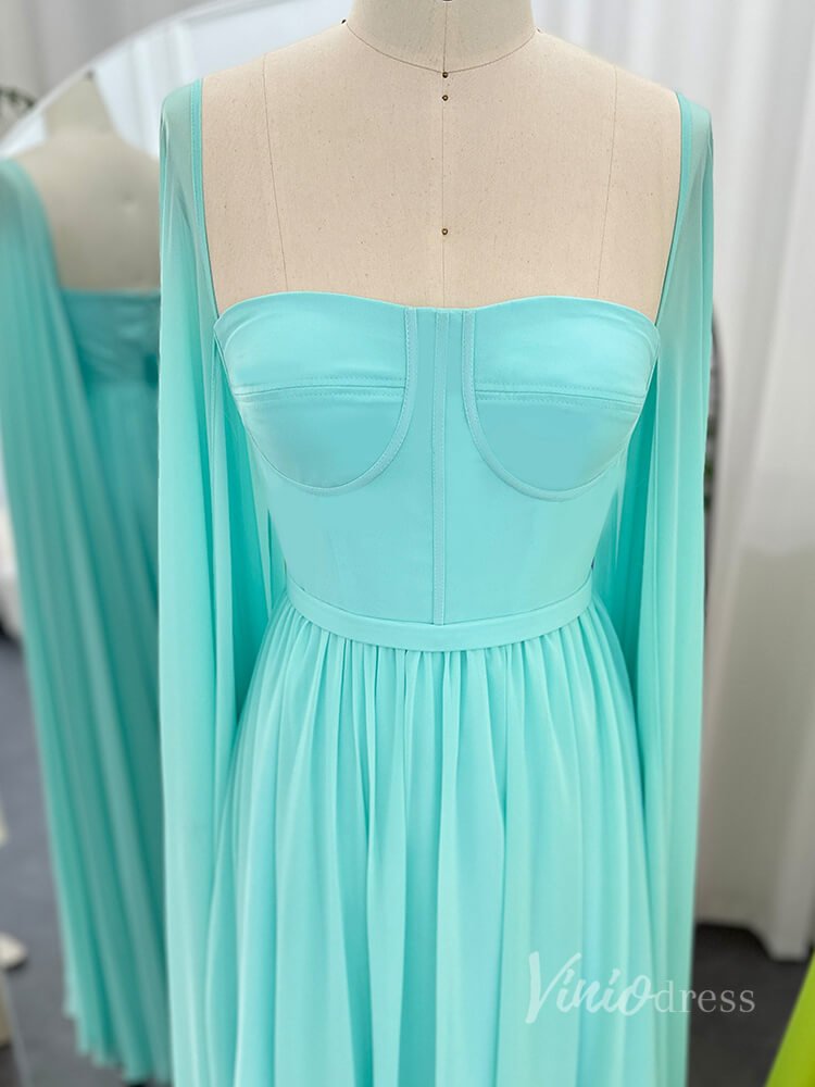 Chiffon Sheath Extra Long Sleeve Prom Dresses Mother of the Bride Dress AD1184-prom dresses 2025 -Viniodress-As Picture-US 2-