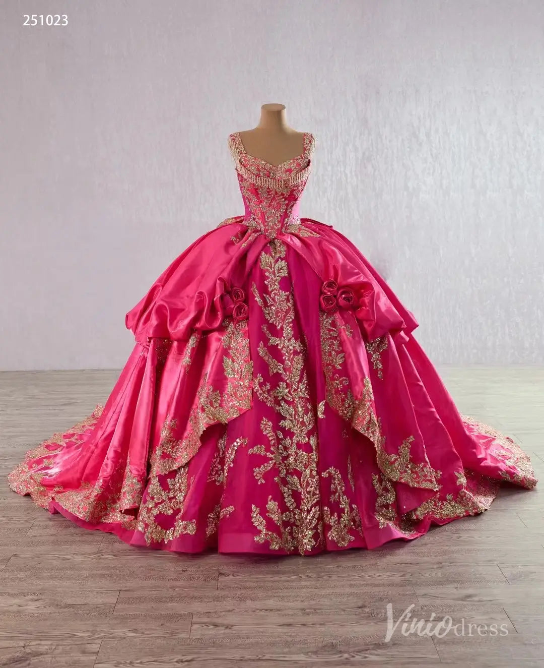 Cinderella Blue and Gold Quinceañera Dress with Overskirt and Rosettes – Style 251023-Quinceanera Dresses 2025 -Viniodress-Light Blue-Custom Size-