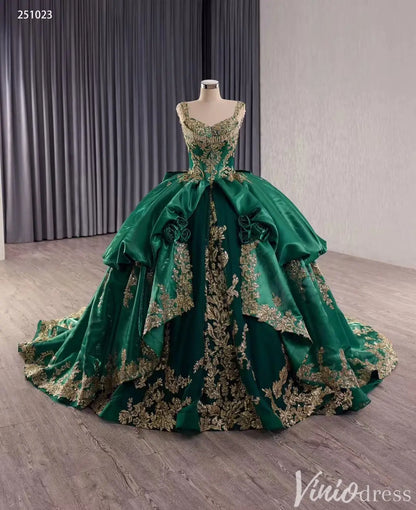 Cinderella Blue and Gold Quinceañera Dress with Overskirt and Rosettes – Style 251023-Quinceanera Dresses 2025 -Viniodress-Light Blue-Custom Size-