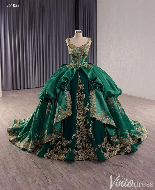 Cinderella Blue and Gold Quinceañera Dress with Overskirt and Rosettes – Style 251023-Quinceanera Dresses 2025 -Viniodress-Light Blue-Custom Size-