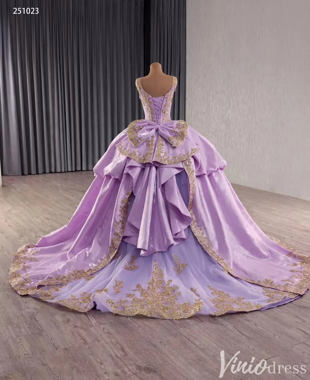 Cinderella Blue and Gold Quinceañera Dress with Overskirt and Rosettes – Style 251023-Quinceanera Dresses 2025 -Viniodress-Light Blue-Custom Size-