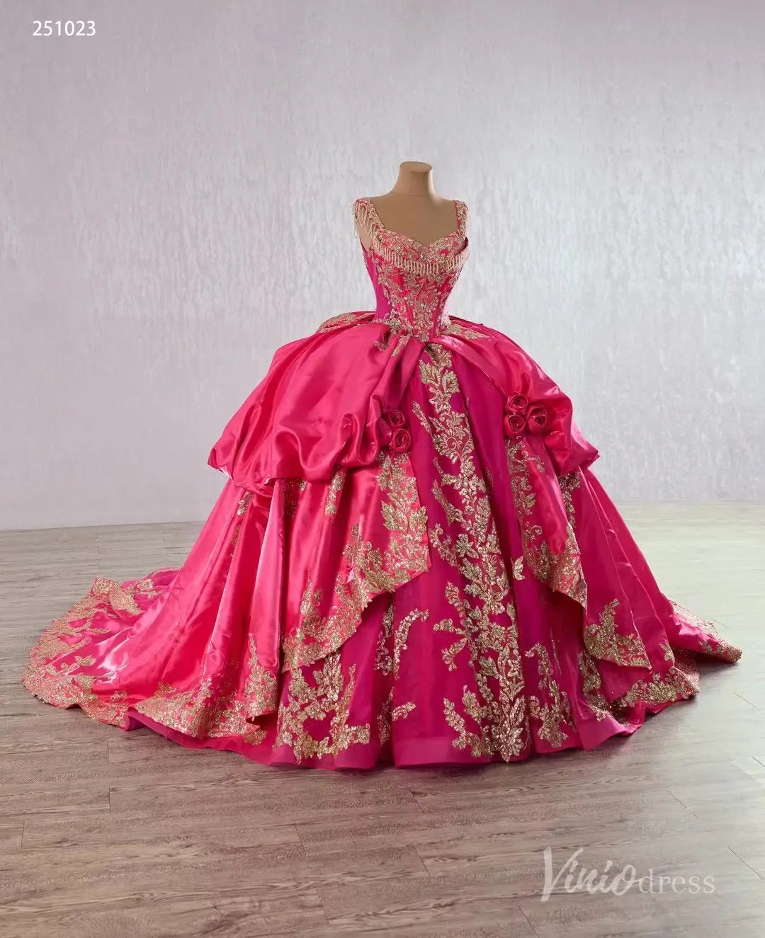 Cinderella Blue and Gold Quinceañera Dress with Overskirt and Rosettes – Style 251023-Quinceanera Dresses 2025 -Viniodress-Light Blue-Custom Size-