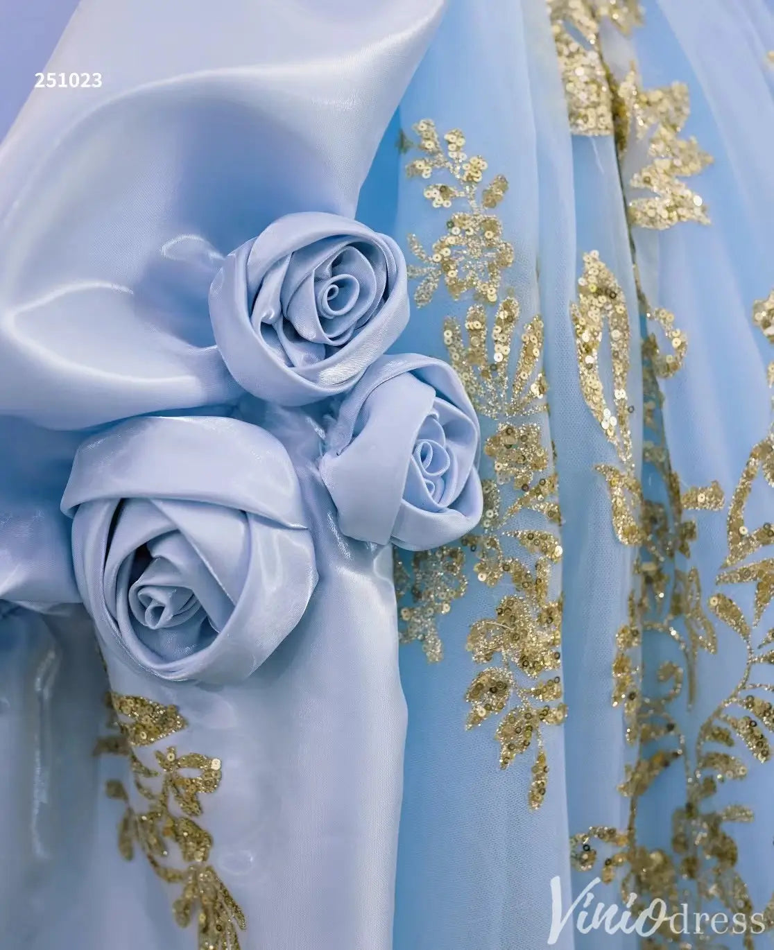 Cinderella Blue and Gold Quinceañera Dress with Overskirt and Rosettes – Style 251023-Quinceanera Dresses 2025 -Viniodress-Light Blue-Custom Size-