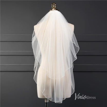 Classic 2 Tier Short Veil Viniodress-Bridal Veil 2025 -Viniodress-Ivory-