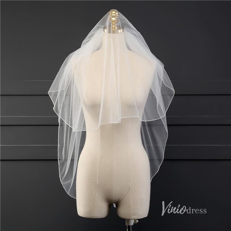 Classic 2 Tier Short Veil Viniodress-Bridal Veil 2025 -Viniodress-Ivory-