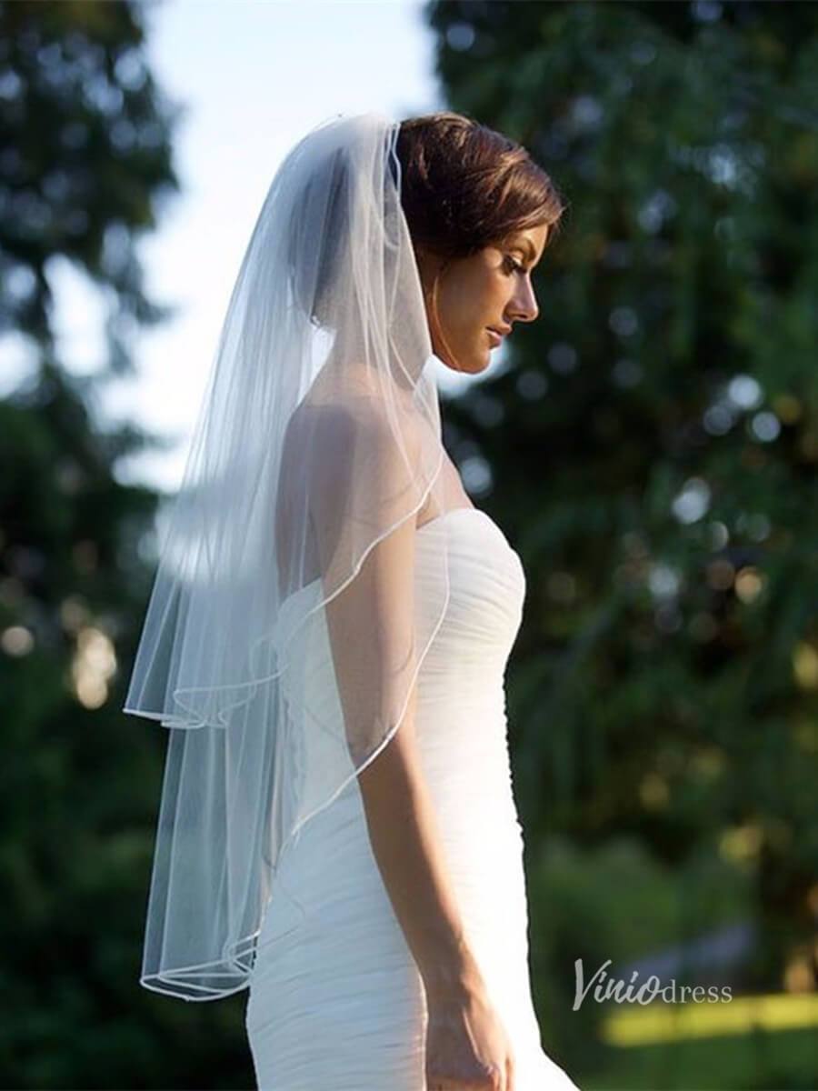 Classic 2 Tier Short Veil Viniodress-Bridal Veil 2025 -Viniodress-Ivory-