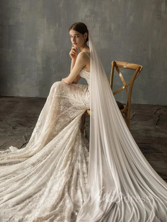 Classic Cathedral Veils Spandex Bridal Veil AC1007-Bridal Veil 2025 -Viniodress-Ivory-