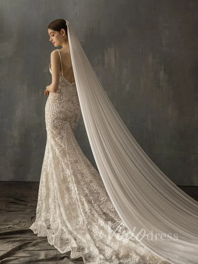 Classic Cathedral Veils Spandex Bridal Veil AC1007-Bridal Veil 2025 -Viniodress-Ivory-