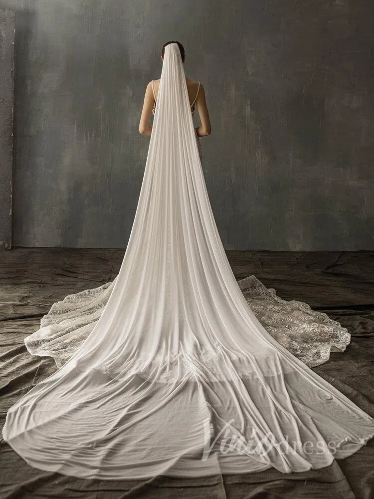 Classic Cathedral Veils Spandex Bridal Veil AC1007-Bridal Veil 2025 -Viniodress-Ivory-