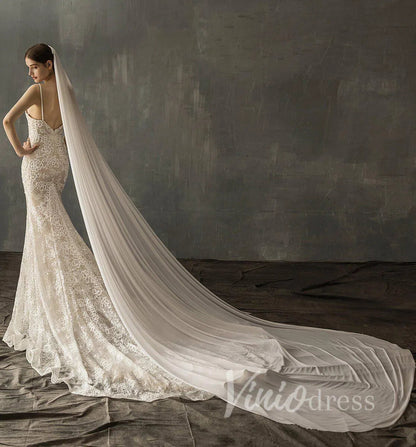 Classic Cathedral Veils Spandex Bridal Veil AC1007-Bridal Veil 2025 -Viniodress-Ivory-