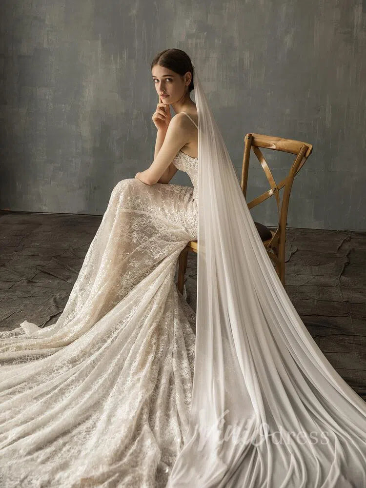 Classic Cathedral Veils Spandex Bridal Veil AC1007-Bridal Veil 2025 -Viniodress-Ivory-