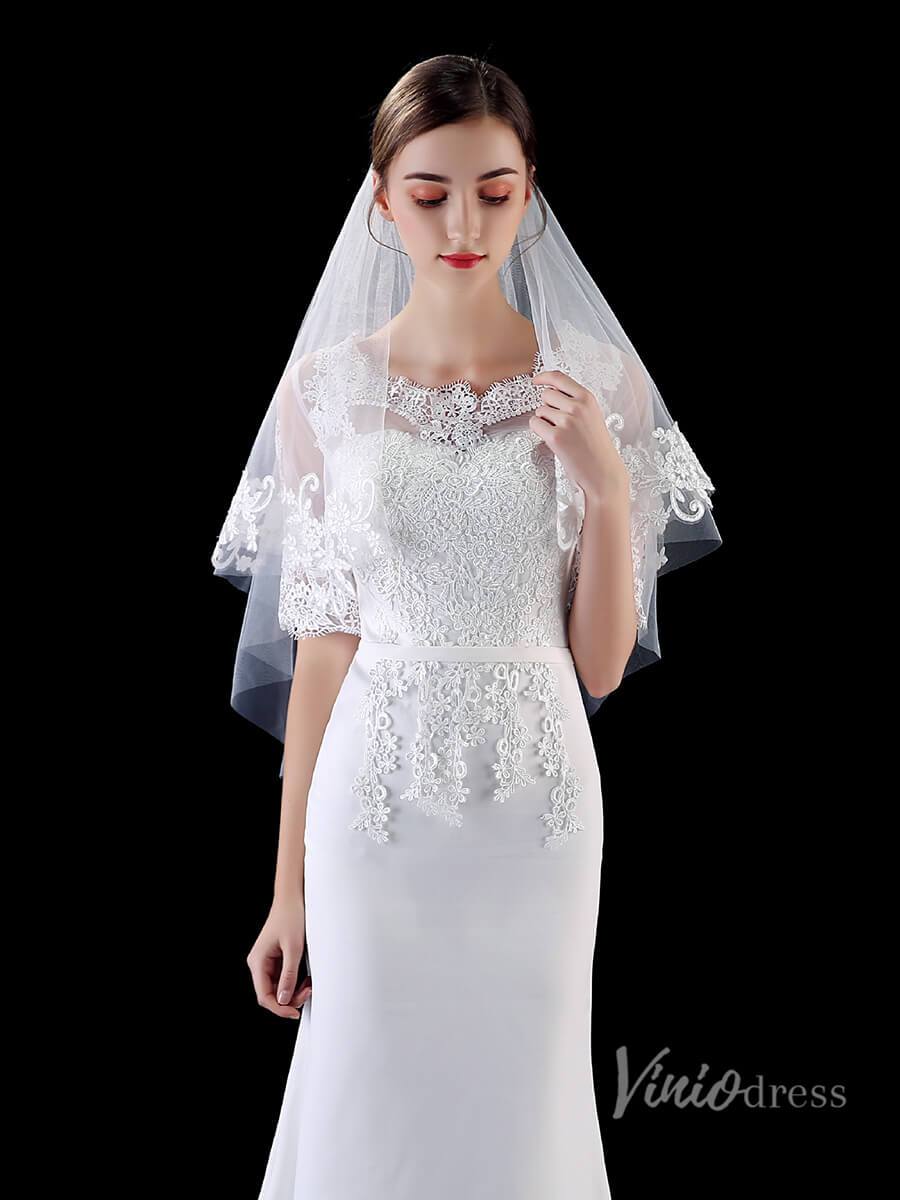 Classic Fingertip Length Bridal Veil Viniodress TS1902-Bridal Veil 2025 -Viniodress-Ivory-