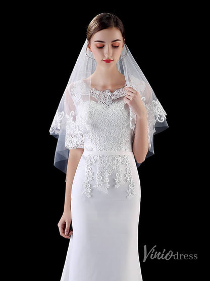 Classic Fingertip Length Bridal Veil Viniodress TS1902-Bridal Veil 2025 -Viniodress-Ivory-
