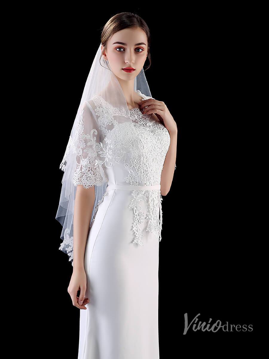 Classic Fingertip Length Bridal Veil Viniodress TS1902-Bridal Veil 2025 -Viniodress-Ivory-