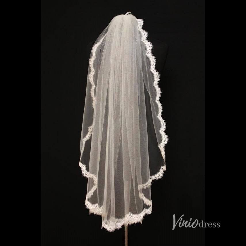Classic One Tier Short Mantilla Veil Viniodress-Bridal Veil 2025 -Viniodress-Ivory-