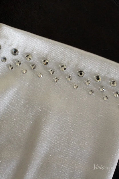 Classic Opera Satin Bridal Gloves with Crystals WG177-Bridal Gloves 2026-Viniodress-Ivory-