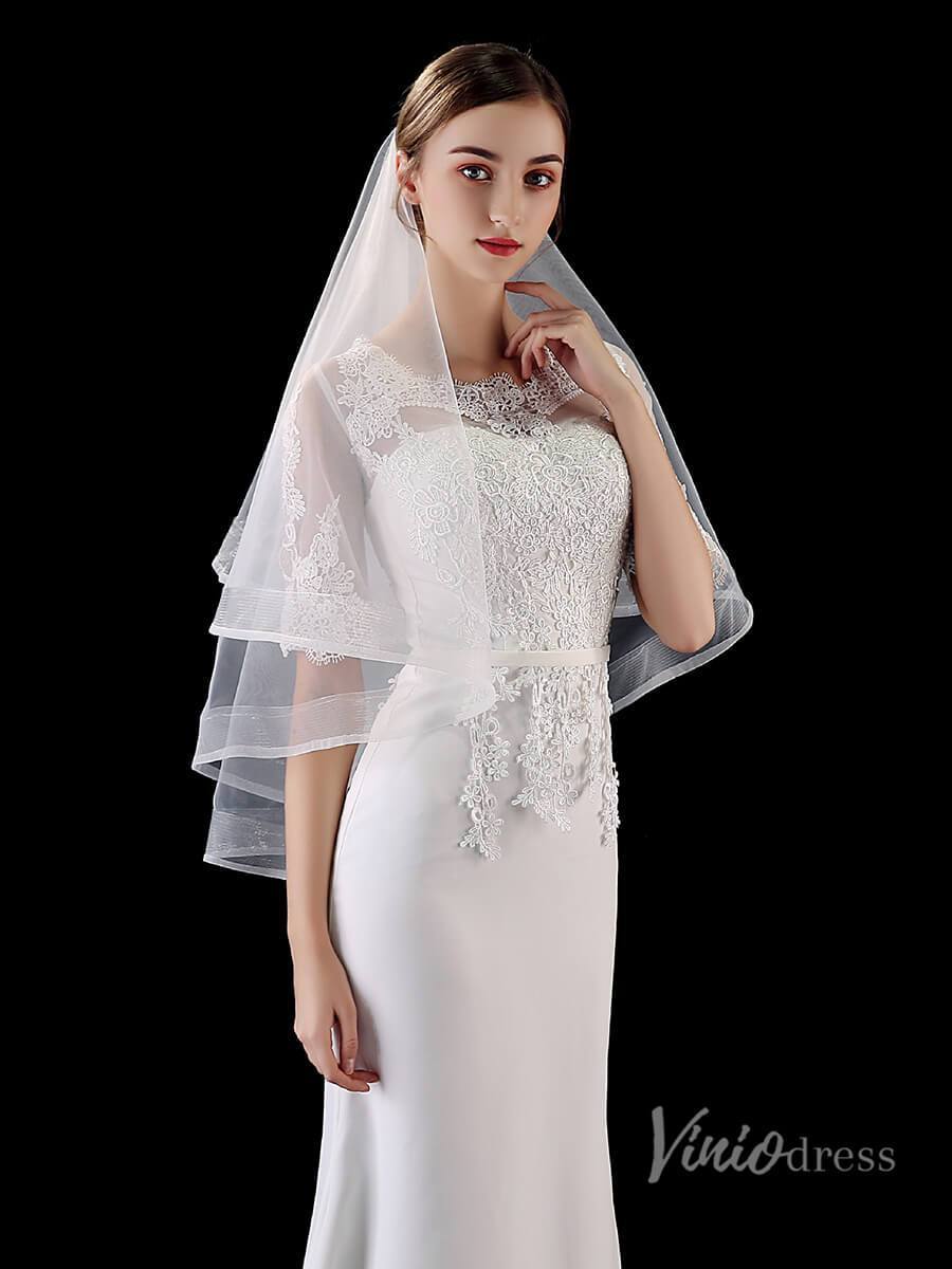 Classic Short Bridal Veil Viniodress TS1905-Bridal Veil 2025 -Viniodress-Ivory-