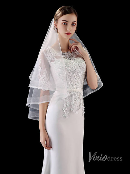 Classic Short Bridal Veil Viniodress TS1905-Bridal Veil 2025 -Viniodress-Ivory-