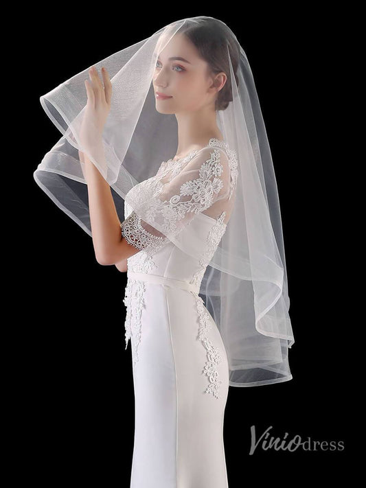 Classic Short Bridal Veil Viniodress TS1905-Bridal Veil 2025 -Viniodress-Ivory-