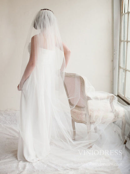 Classic Simple Cathedral Veil AC1214-Bridal Veil 2025 -Viniodress-Ivory-Cathedral/As Pictured-