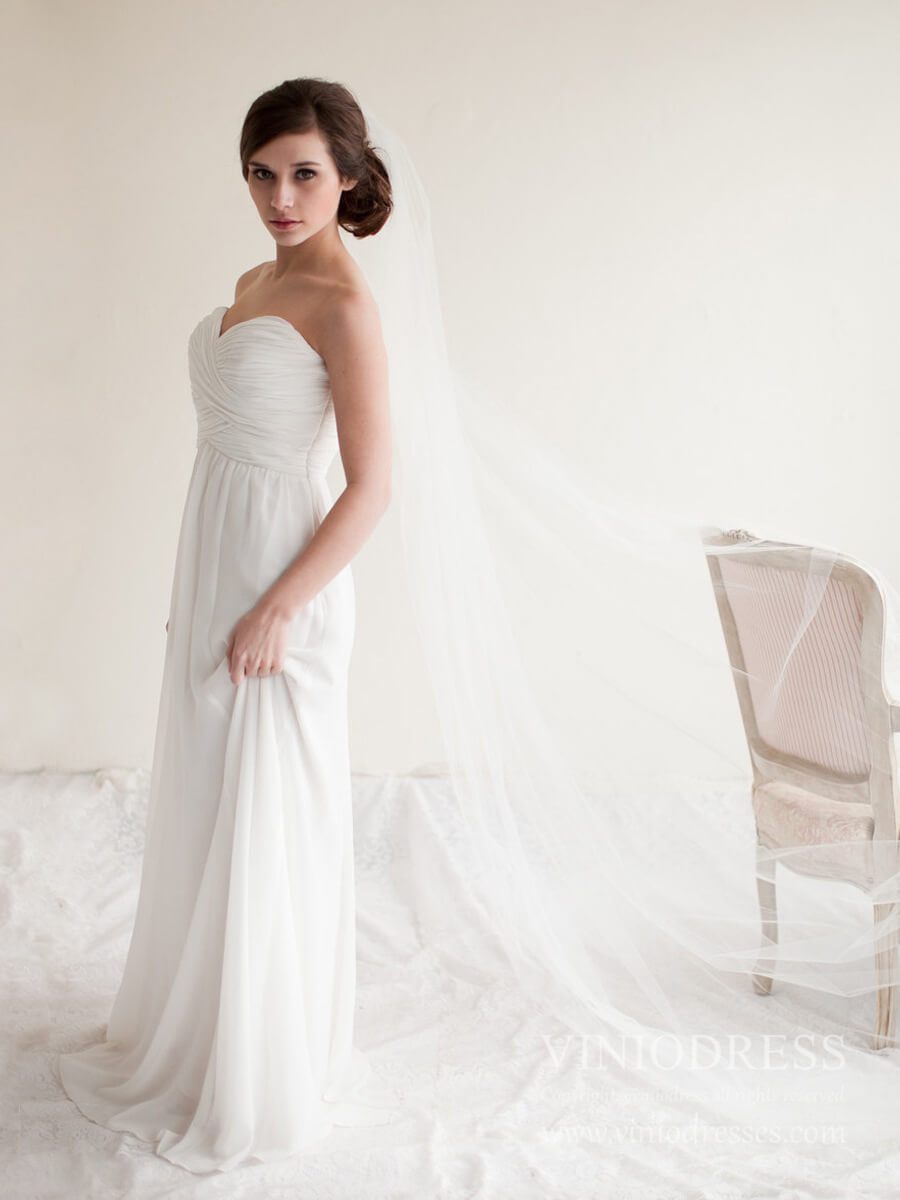 Classic Simple Cathedral Veil AC1214-Bridal Veil 2025 -Viniodress-Ivory-Cathedral/As Pictured-