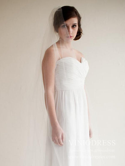 Classic Simple Cathedral Veil AC1214-Bridal Veil 2025 -Viniodress-Ivory-Cathedral/As Pictured-