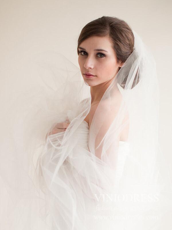 Classic Simple Cathedral Veil AC1214-Bridal Veil 2025 -Viniodress-Ivory-Cathedral/As Pictured-