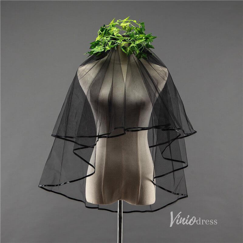 Classic Two Tier Short Veil Viniodress-Bridal Veil 2025 -Viniodress-Black-