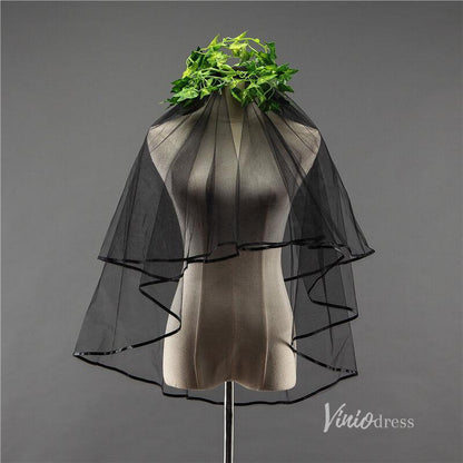 Classic Two Tier Short Veil Viniodress-Bridal Veil 2025 -Viniodress-Black-