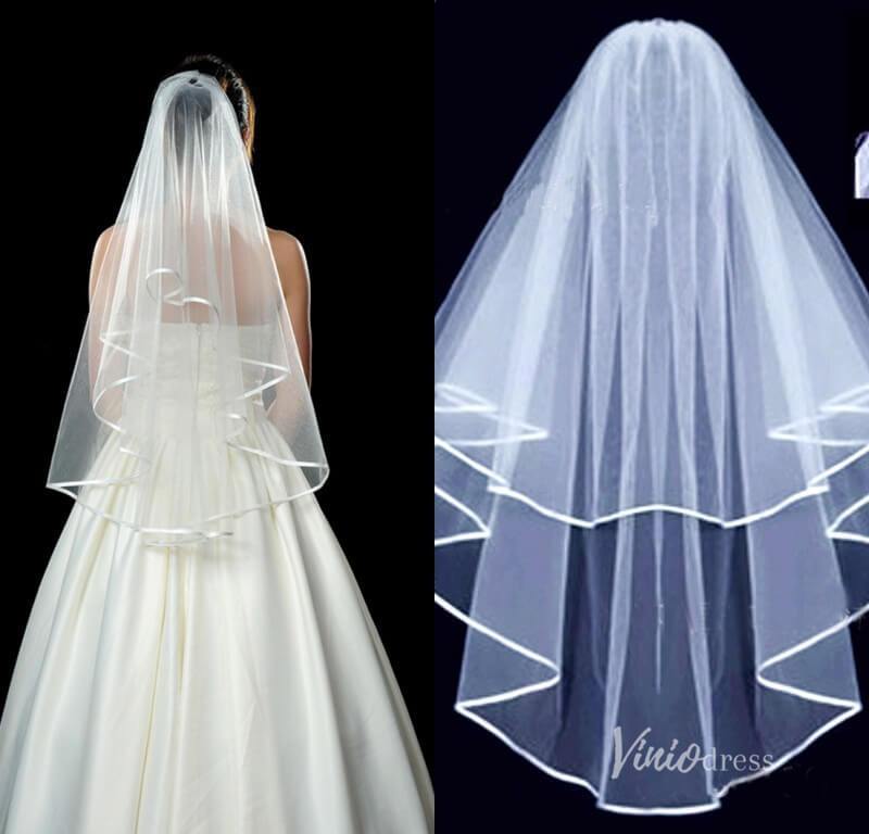 Classic Two Tier Short Veil Viniodress-Bridal Veil 2025 -Viniodress-White-