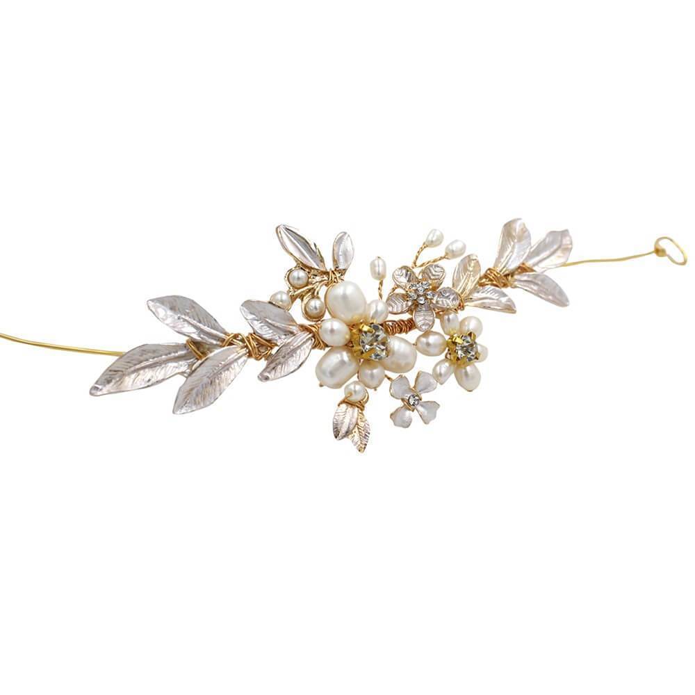 Classy Leaf and Pearl Headband AC1196-Headpieces 2025 -Viniodress-Headband-
