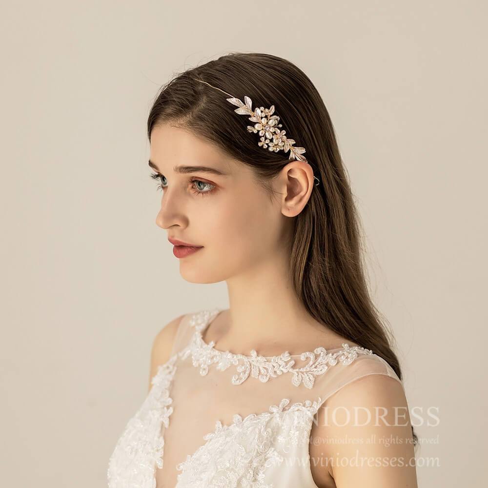 Classy Leaf and Pearl Headband AC1196-Headpieces 2025 -Viniodress-Headband-