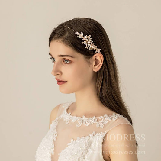 Classy Leaf and Pearl Headband AC1196-Headpieces 2025 -Viniodress-Headband-