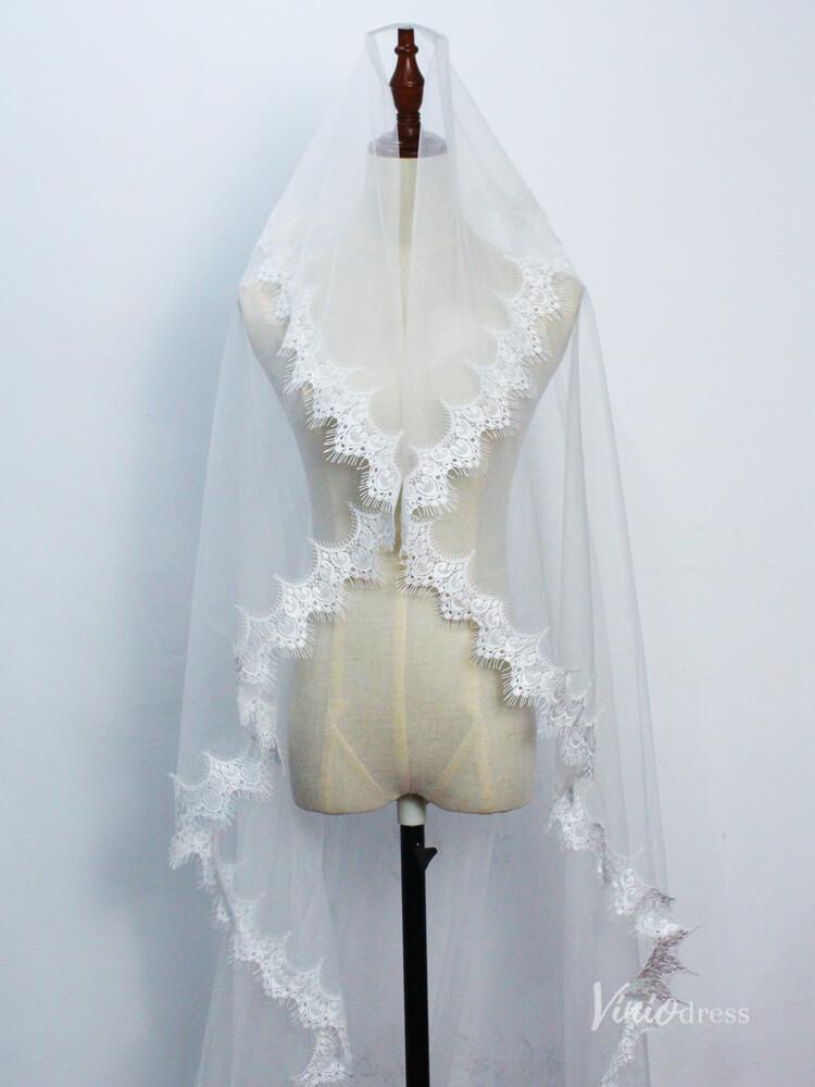 Classy Spanish Mantilla Veils Lace Bridal Veil Viniodress AC1309-Bridal Veil 2025 -Viniodress-Ivory-