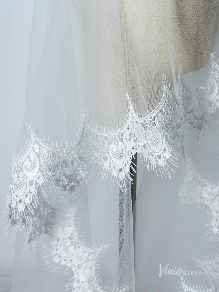 Classy Spanish Mantilla Veils Lace Bridal Veil Viniodress AC1309-Bridal Veil 2025 -Viniodress-Ivory-