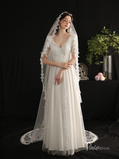 Classy Spanish Mantilla Veils Lace Bridal Veil Viniodress AC1309-Bridal Veil 2025 -Viniodress-Ivory-