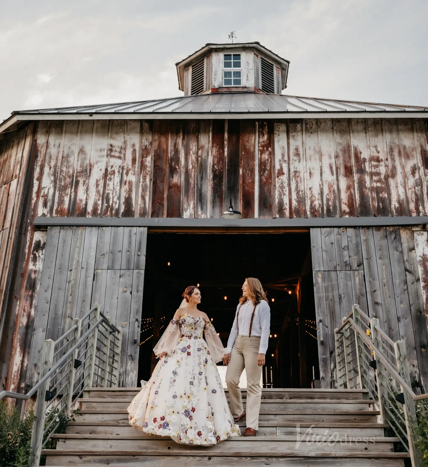 Colorful Floral Fairy Wedding Dress | Spaghetti Strap Ball Gown with Veil FW104-wedding dresses 2025 -Viniodress-Ivory-Dress Only-Custom Size