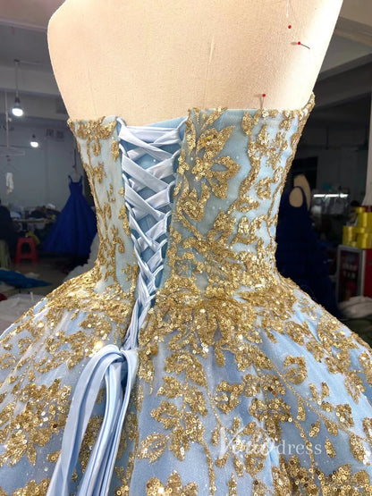 Convertible Blue Ball Gown Wedding Dress Removable Train Quinceanera Dresses 66949-wedding dresses 2025 -Viniodress-Blue-Custom Size-