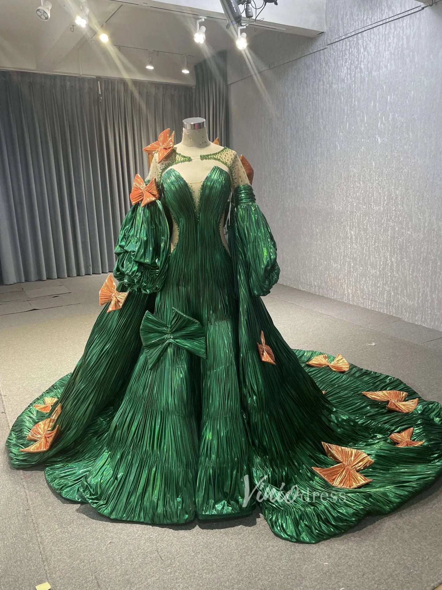 Convertible Peacock Pageant Dresses Detachable Cape Wedding Gown 67559-prom dresses 2025 -Viniodress-Blue-Custom Size-