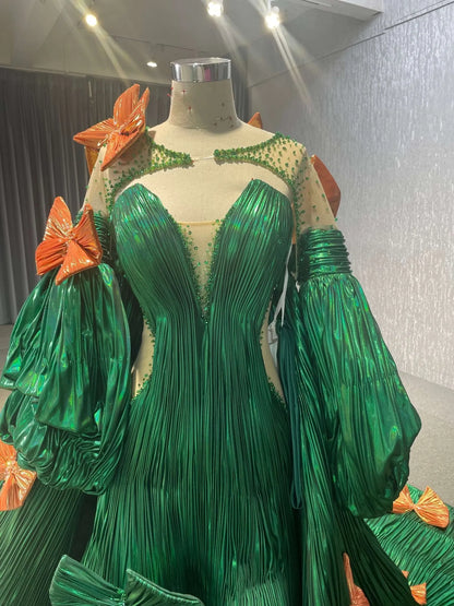 Convertible Peacock Pageant Dresses Detachable Cape Wedding Gown 67559-prom dresses 2025 -Viniodress-Blue-Custom Size-